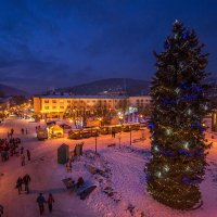 The centre of the town in winter